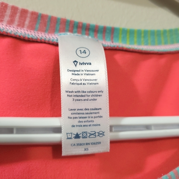 Ivivva girls lululemon top - Pink and multicolor striped - Size 14 - Picture 2 of 5